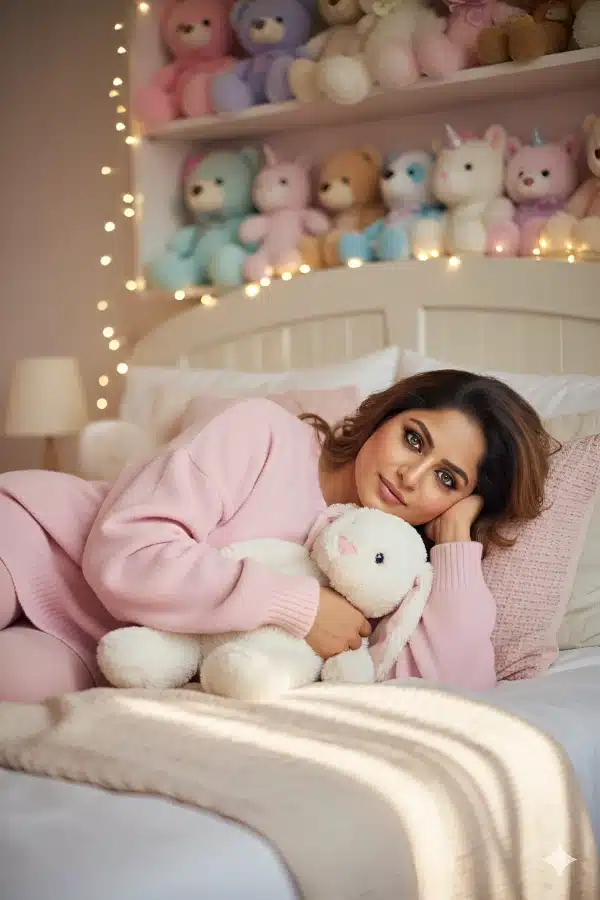 Pastel Glow with Teddy Bears and Fairy Lights