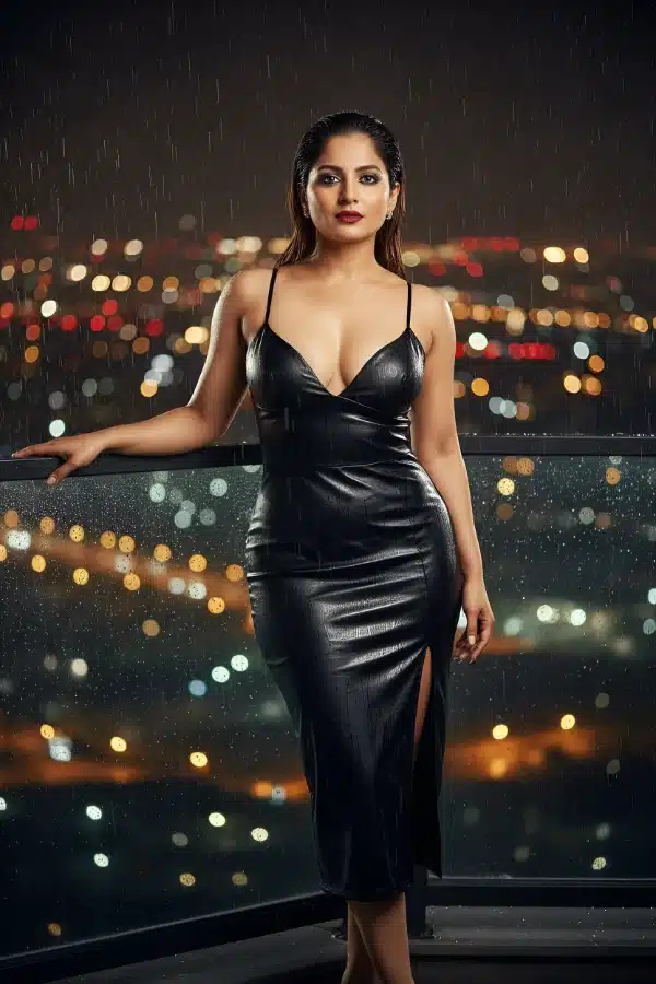 Rain-Soaked Elegance on the City Balcony