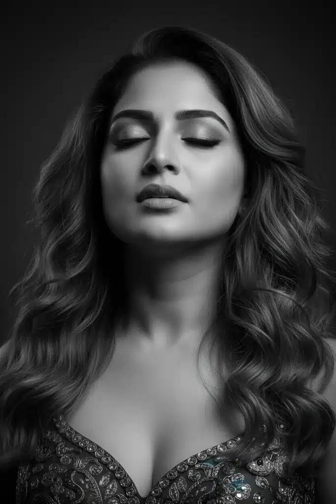 Expressive Female Portrait in Black and White Realism