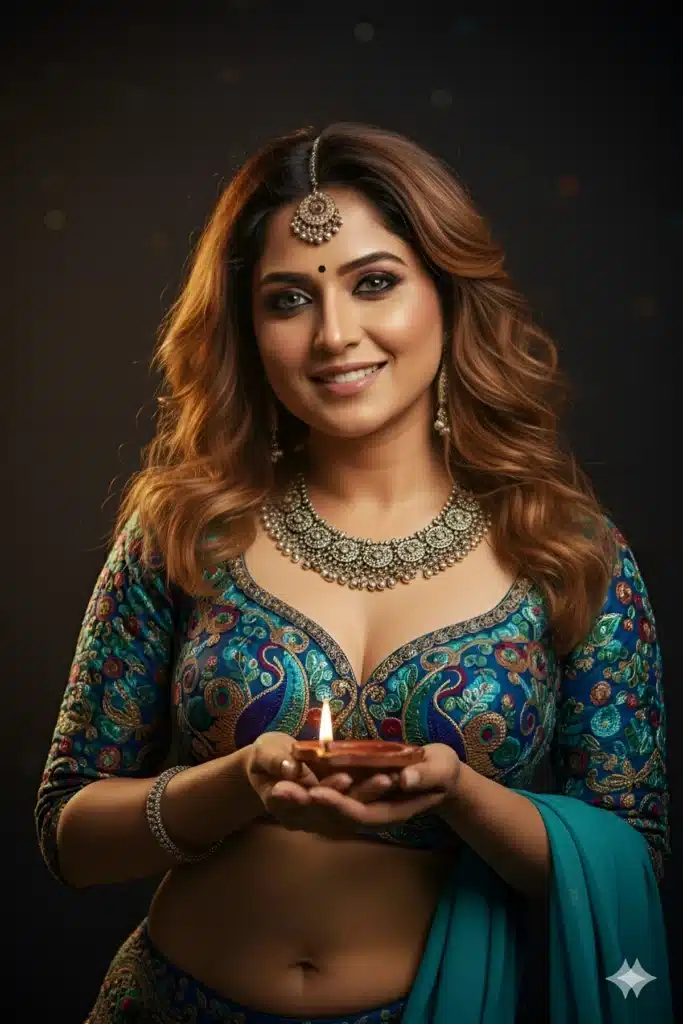 Golden Glow Diwali Portrait with Traditional Jewelry
