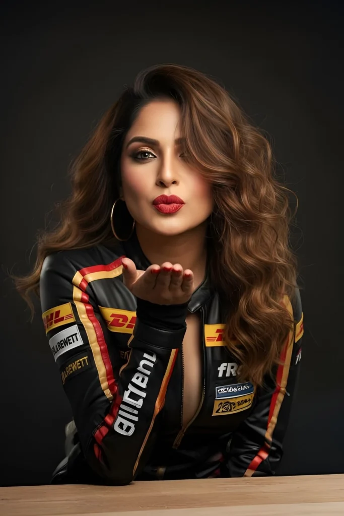 Ultra-Realistic Fashion Portrait of a Woman Blowing a Kiss