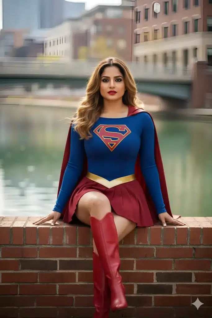 Vibrant Supergirl in Realistic Outdoor Hero Scene